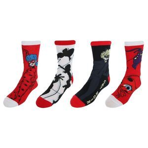 Textiel Trade Kid's Disney Miraculous Ladybug and Cat Noir Crew Socks (4 Pack)